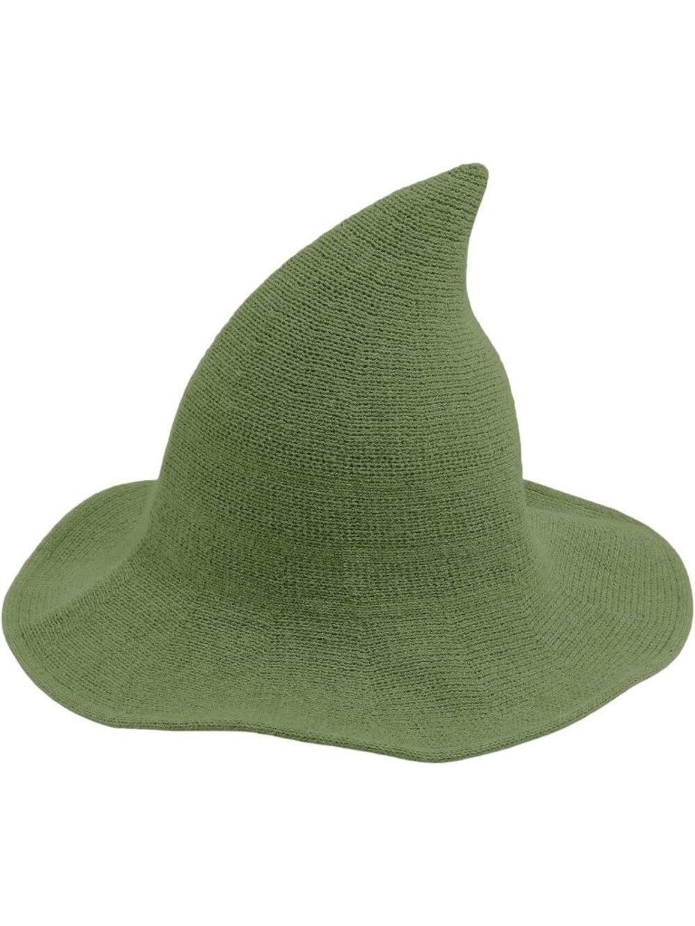 Women Green Halloween Knitted Wool Wizard Witch Hat Brim Pointed Witches Cap